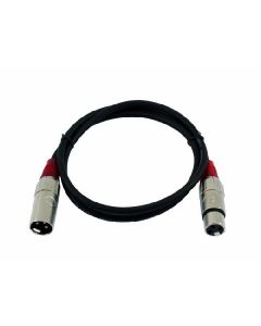 Omnitronic MC-10R 1m fekete piros XLR mama papa szimetrikus kábel 30220406