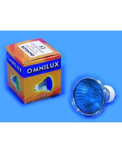 OMNILUX hidegtürkös halogén izzó GU-10 230V 35W 1500h 25° kék 88541506